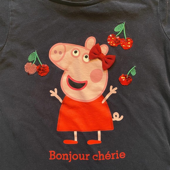H&M Toddler Girl Peppa Pig Flip Sequence Cotton Short Sleeve Shirt (Sz 4-6Y) - Picture 2 of 8